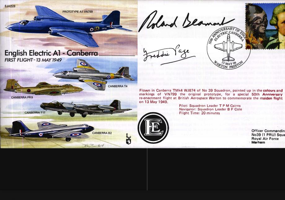 English Electric A1 Canberra Cover Signed Beamont And Page