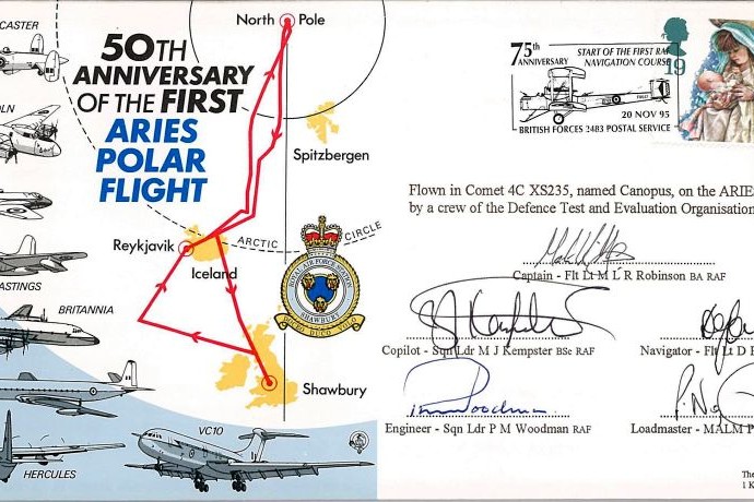Aries Polar Flight Cover Signed Crew
