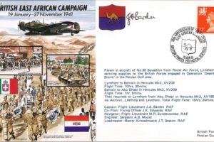 British East African Campaign Cover Signed J Barden