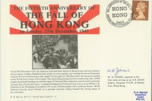 Fall Of Hong Kong Cover Signed W H James HMS Thracian