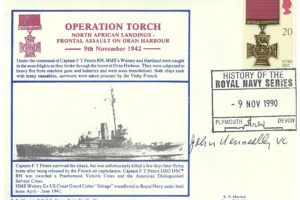 Operation Torch Cover Signed By John Kenneally VC HMS Walney