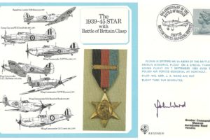 1939-1945 Star With Battle Of Britain Clasp Cover Pilot signed by J A Ward RAF(DM)10
