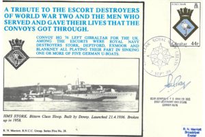 HMS Stork Cover Signed By G T S Gray