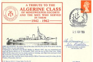 HMS Algerine Cover Sunk 1942 Signed 2 Survivors J Middleton and One Unknown