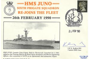 HMS Juno Cover Signed By K Redford