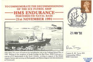 HMS Endurance Cover Signed CO R M Turner