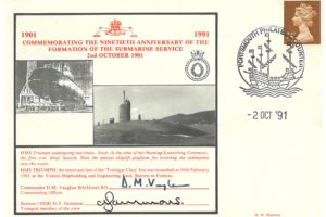 HMS Triumph Submarine Cover Signed C O D M Vaughan And N S Sammons