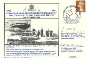 Holland One Submarine Cover Signed P R Compton And R R McCurrach