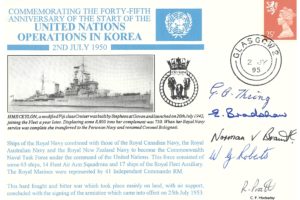 HMS Ceylon Cover United Nations Operation In Korea Signed By 5 Involved