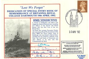 HMS Vindictive Cover Signed Lord Lewin Sir R Macdonald J A H Hamilton And J H Beattie