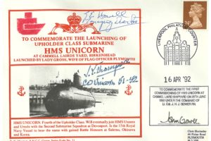 HMS Unicorn Cover Signed T E Howell J Y Thompson And J H J Gower