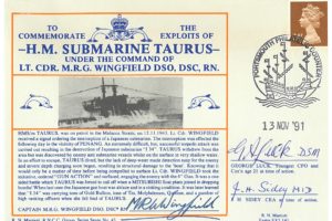 H M Submarine Taurus Cover Signed M R G Wingfield G Luck And J H Sidey