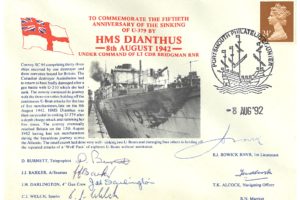 HMS Dianthus Cover Sunk U-379 In 1942 Signed By 6 Crew