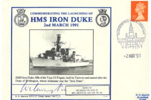 HMS Iron Duke Cover Signed By The Duke Of Wellington