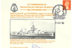 HMS Glasgow Cover Signed By Sir J Lea Battle Of The Bay Of Biscay