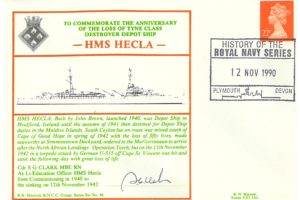 HMS Hecla Cover Sunk 12th November 1942 Signed By Survivor S G Clark