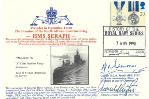 HMS Seraph Cover Signed By N L A Jewell And J Wright USN