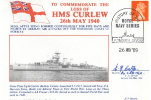 HMS Curlew Cover Signed By Survivor C H Estop