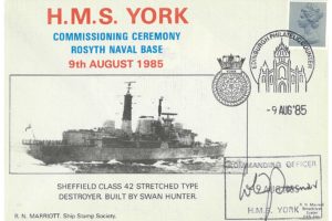 HMS York Cover  Signed By Commanding Officer