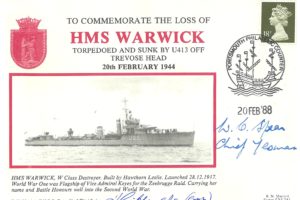 HMS Warwick Cover Signed By Two Unknown Crewmen